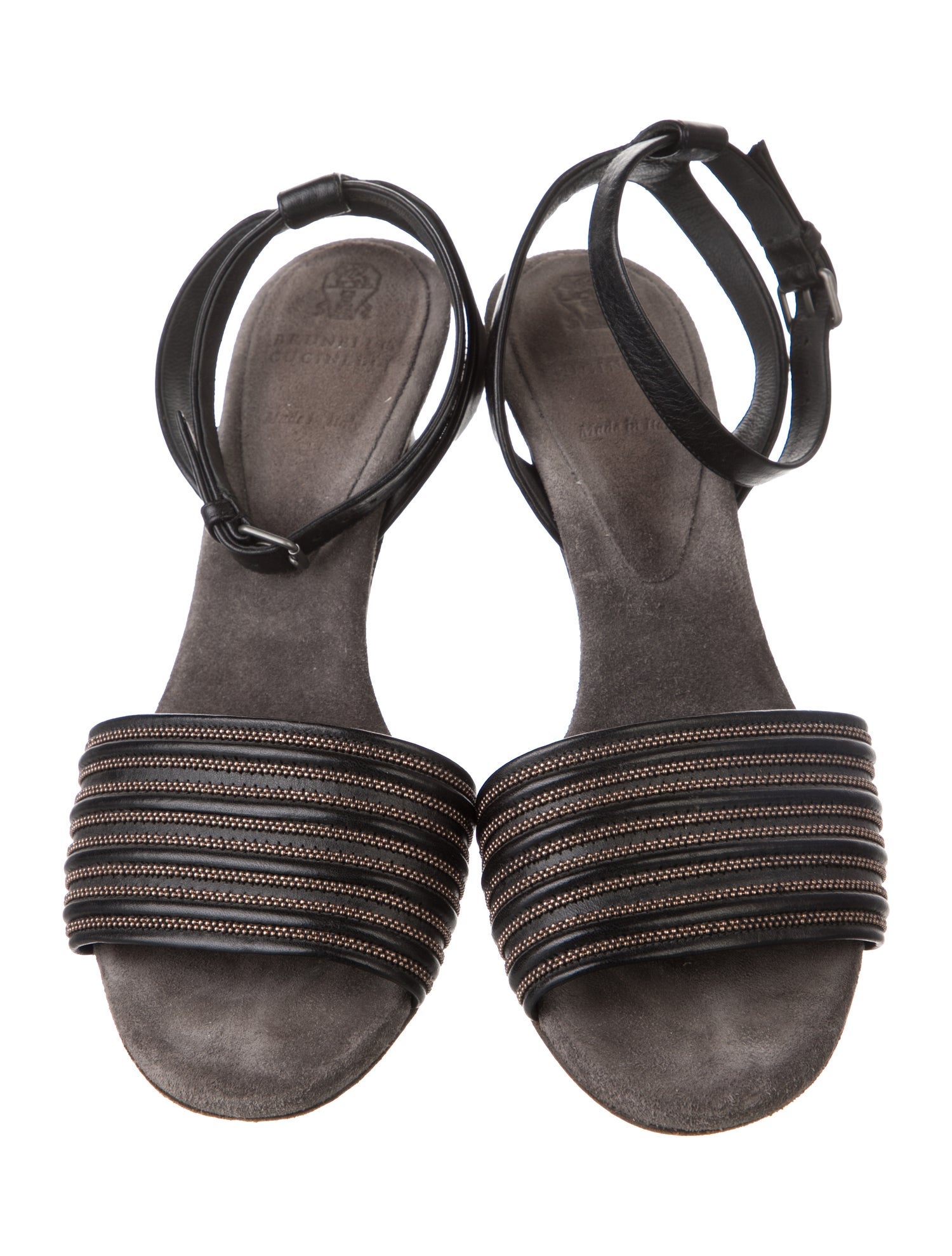 Brunello Cucinelli Suede Beaded Accents Sandals